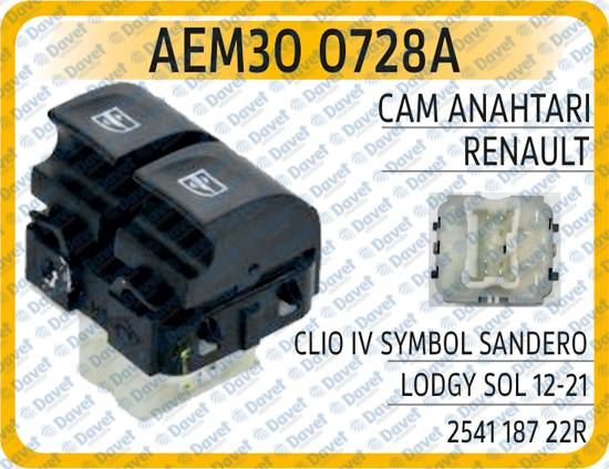 AEM 300728A Cam Anahtari Renault Clio Iv Symbol Sandero Lodgy